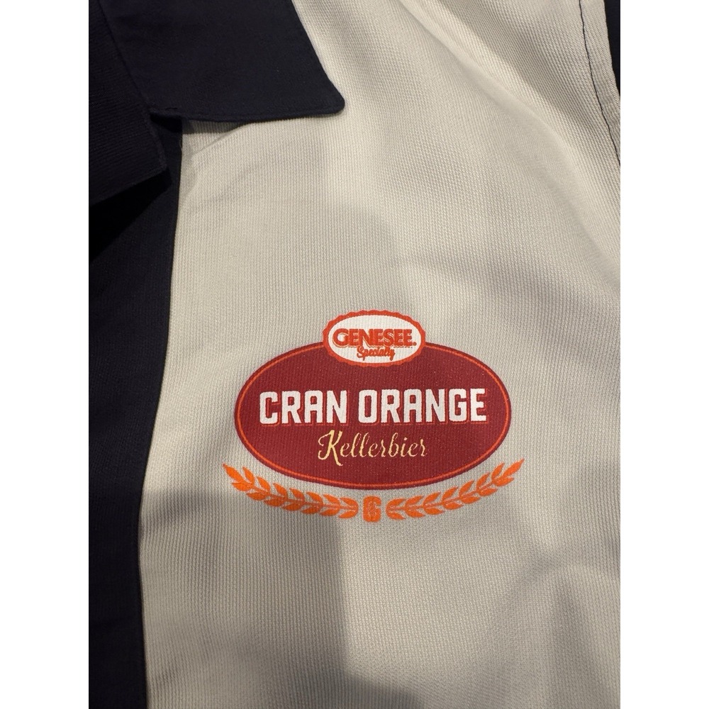 Genesee Beer Rare Cran Orange Kellerbier Button Up Bowling Shirt L - Picture 2 of 5